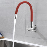 Kara Wall-mount Kitchen Sink Tap with Red Flexible Silicone Spout - by Ruhe®