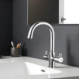 Kara Deck Mount Wash Basin Mixer Tap with Swivel Spout