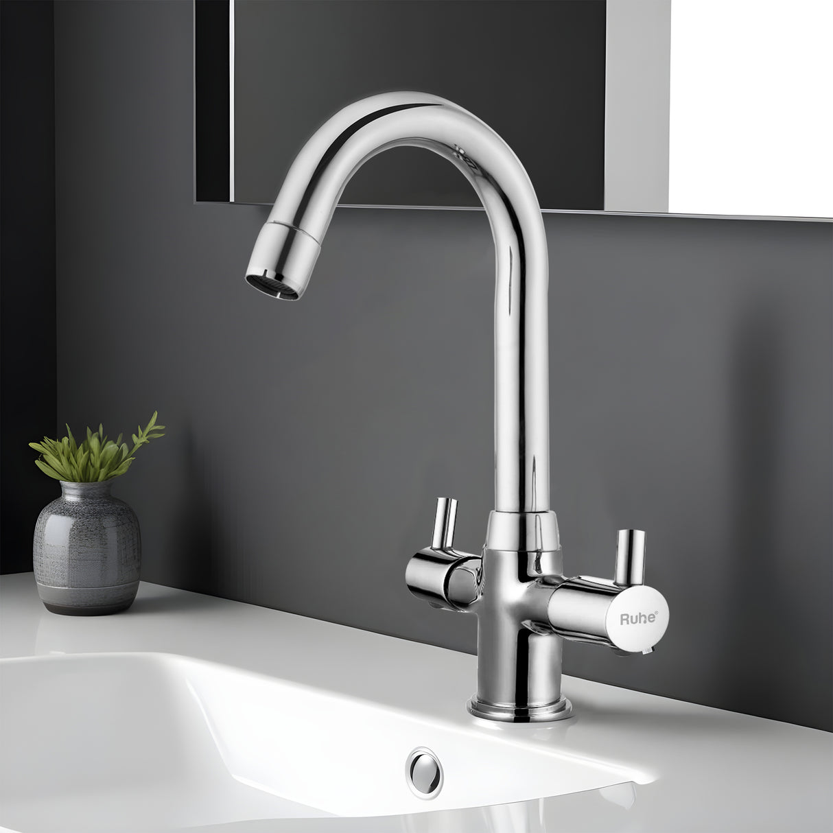 Kara Deck-mount Wash Basin Mixer Tap with Small Swivel Spout (12") - by Ruhe®