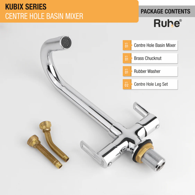 Kubix Deck Mount Wash Basin Mixer Tap with Swivel Spout