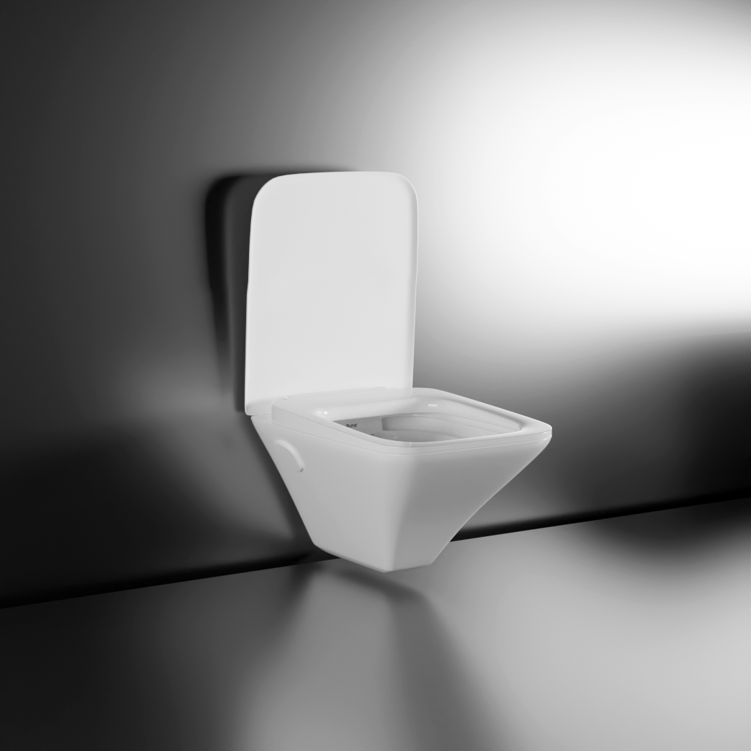 Luna Wall-Hung Rimless P-Trap Western Toilet / Commode (White) - by Ruhe