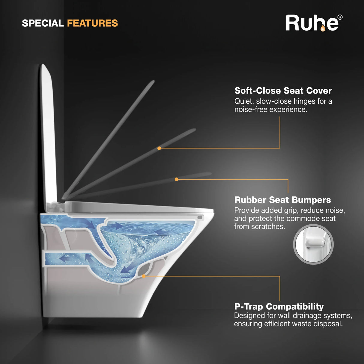 Luna Wall-Hung Western Commode