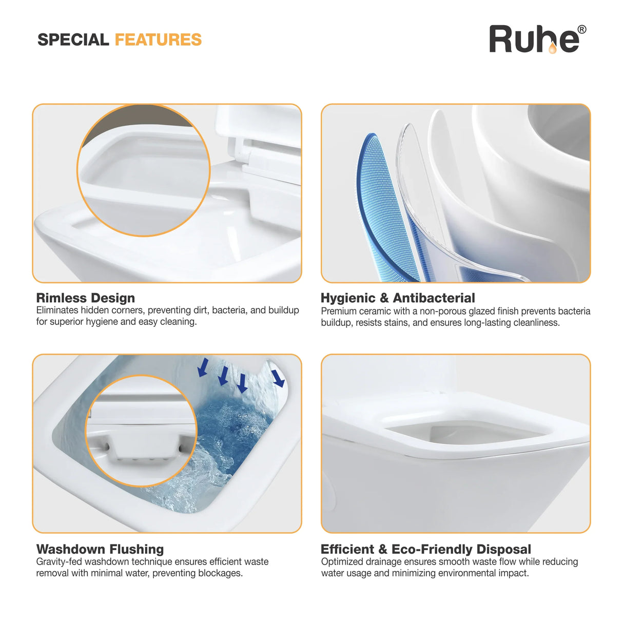 Luna Wall-Hung Western Commode