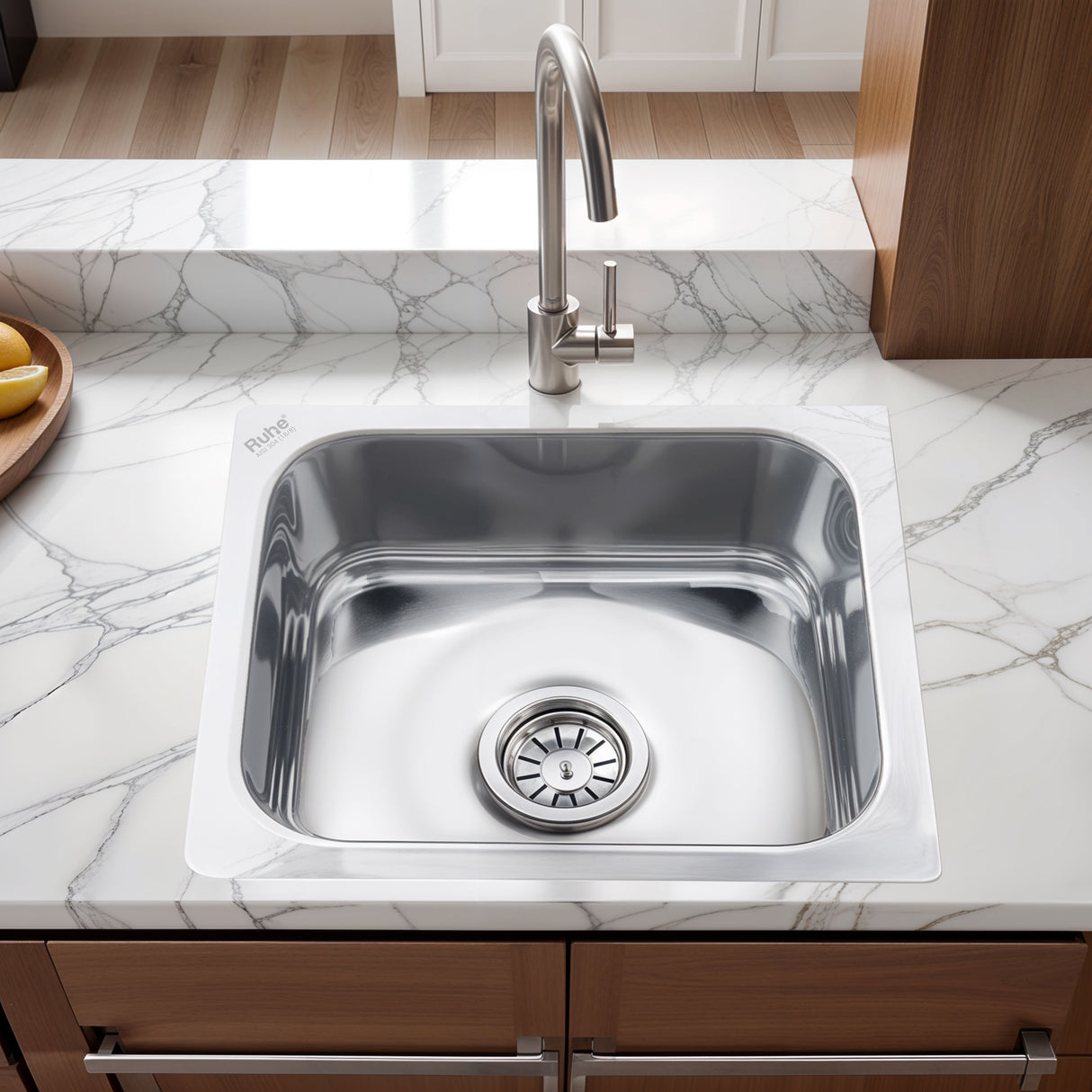 Square Single Bowl 304-Grade Kitchen Sink (15 x 12 x 6 inches)– by Ruhe