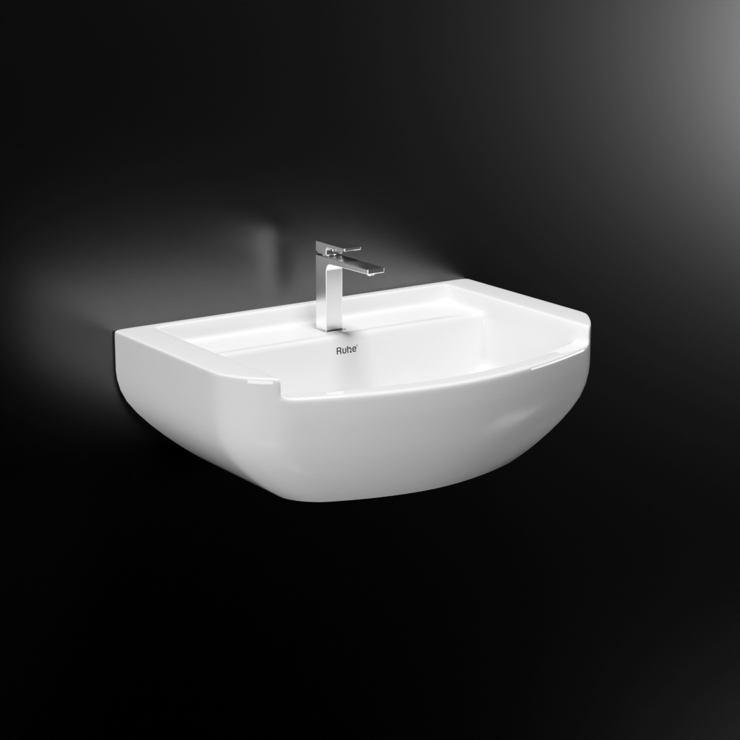 Megna Wall-hung Wash Basin (White) - by Ruhe