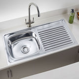 Oval Single Bowl with Drainboard 304-Grade (37 x 18 x 8 inches) Kitchen Sink - by Ruhe