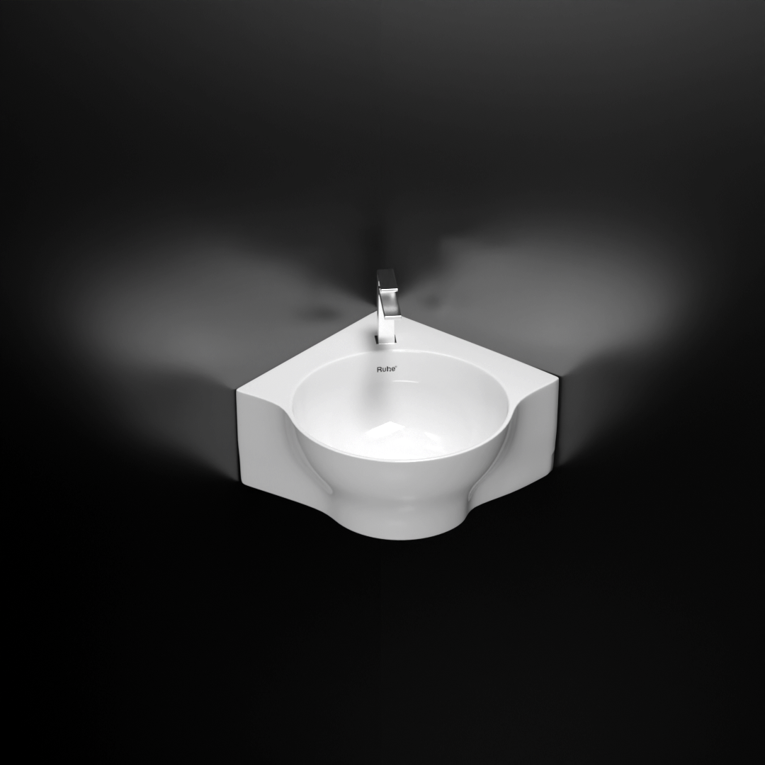 Miram Wall-hung Wash Basin (White) - by Ruhe