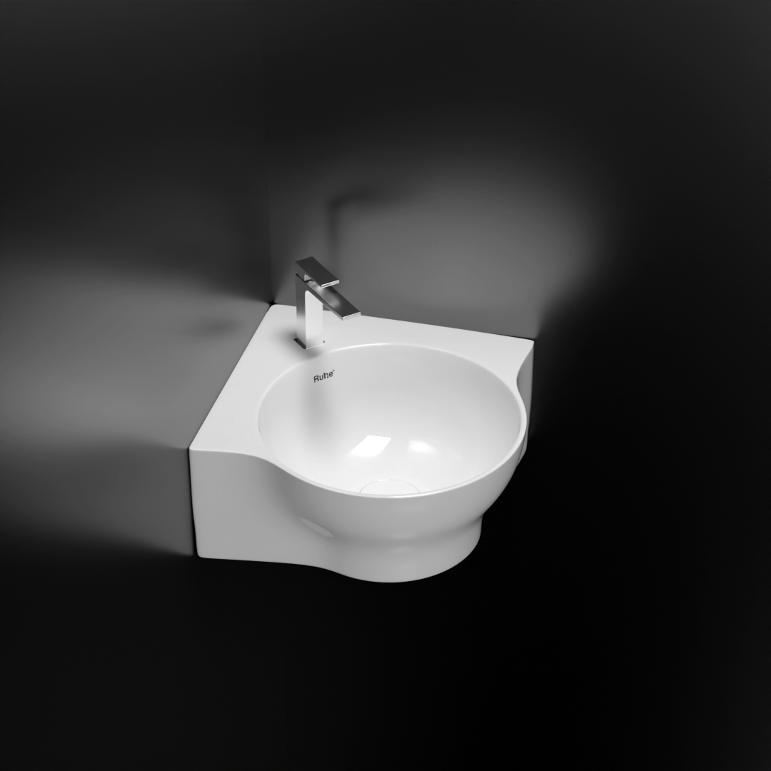 Miram Wall-hung Wash Basin (White) - by Ruhe