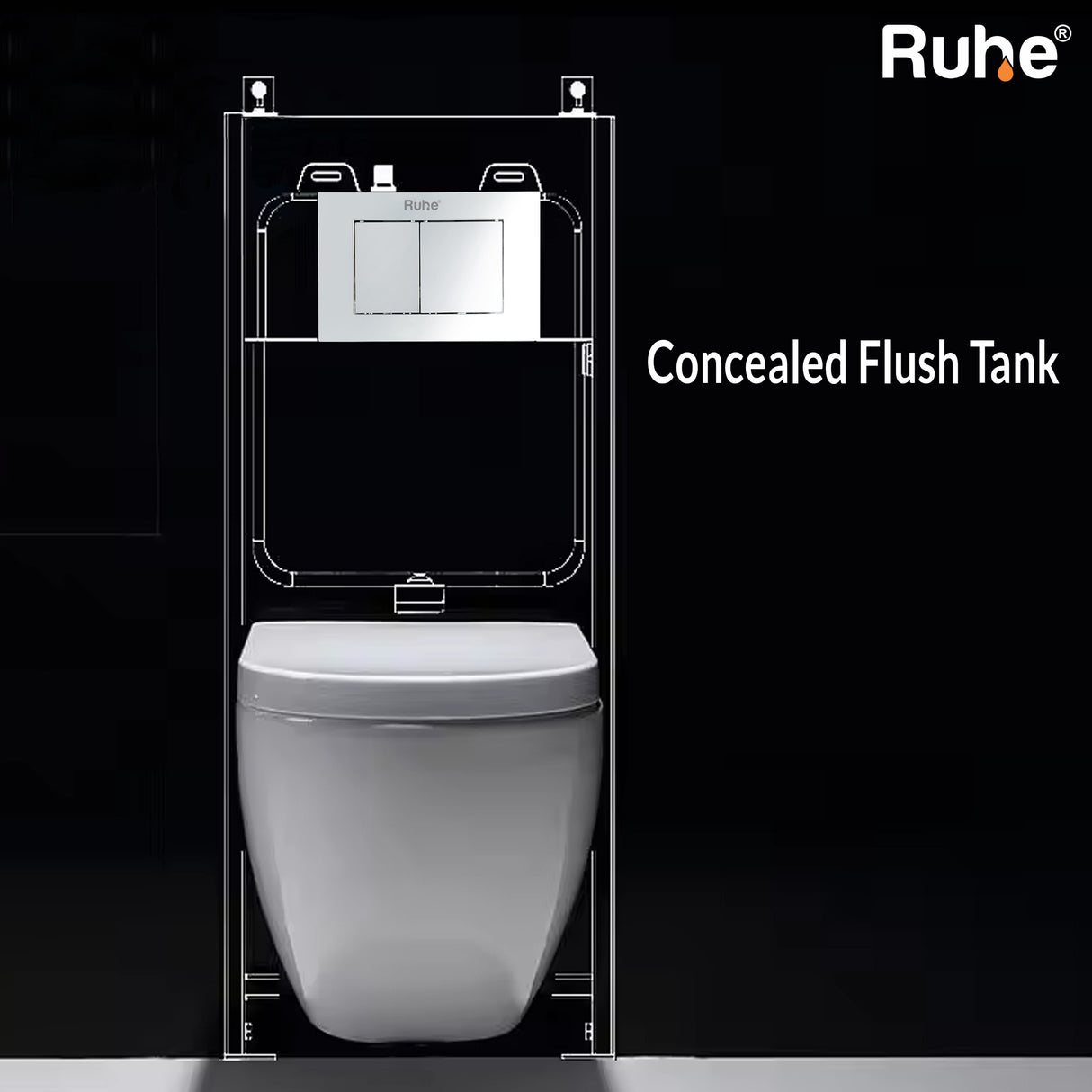 Mechanical Concealed Cistern for Wall-hung Western Toilets (Flush Tank) - by Ruhe®