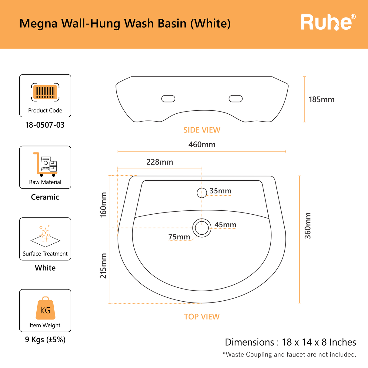 Megna Wall-hung Wash Basin