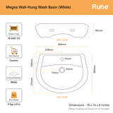 Megna Wall-hung Wash Basin (dimensions)