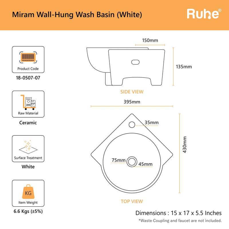 Miram Wall-hung Wash Basin