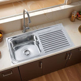 Square Single Bowl with Drainboard (37 x 18 x 8 Inches) Kitchen Sink - by Ruhe®