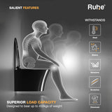 Noir Wall-Hung Western Commode, Superior Load Capacity