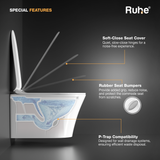 Noir Wall-Hung Western Commode White, P Trap