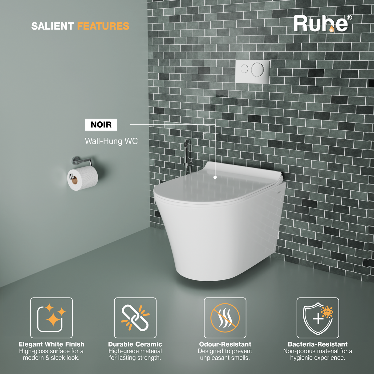 Noir Wall-Hung Western Commode