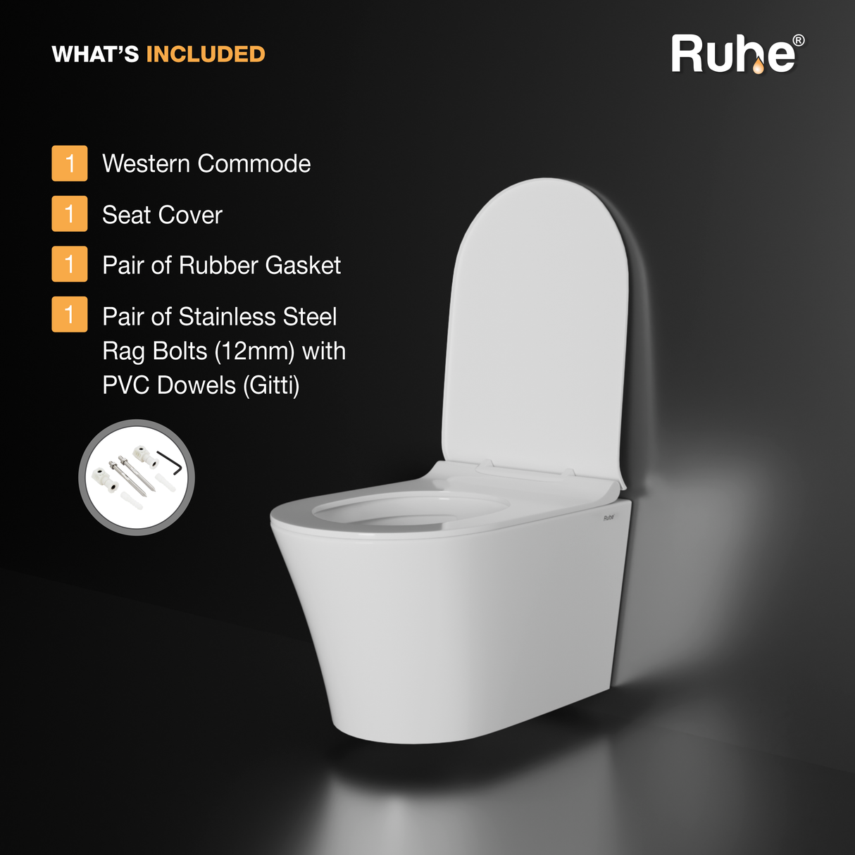 Noir Wall-Hung Western Commode