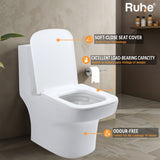 Nova One-Piece Rimless S-Trap Siphonic Western Toilet / Commode (White) - by Ruhe