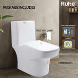 Nova One-Piece Rimless S-Trap Siphonic Western Toilet / Commode (White) - by Ruhe