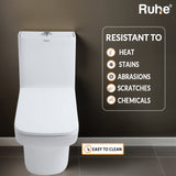 Nova One-Piece Rimless S-Trap Siphonic Western Toilet / Commode (White) - by Ruhe