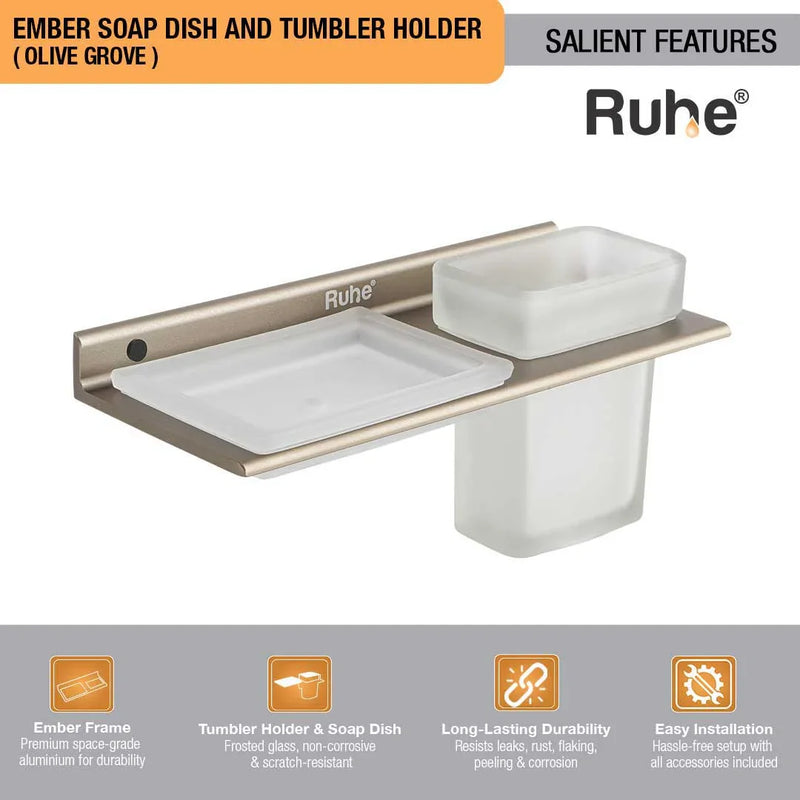 Ember Soap Dish and Tumbler Holder (Olive Grove)  €“ by Ruhe