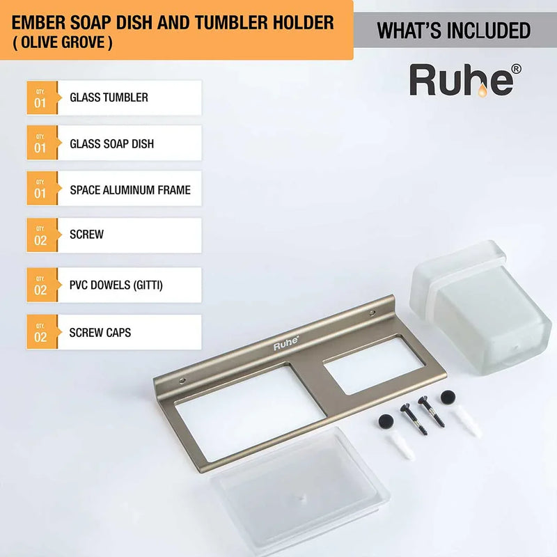 Ember Soap Dish and Tumbler Holder (Olive Grove)  €“ by Ruhe