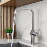 Opulo Dual Flow Pull-Out Kitchen Mixer Faucet Brushed Nickel