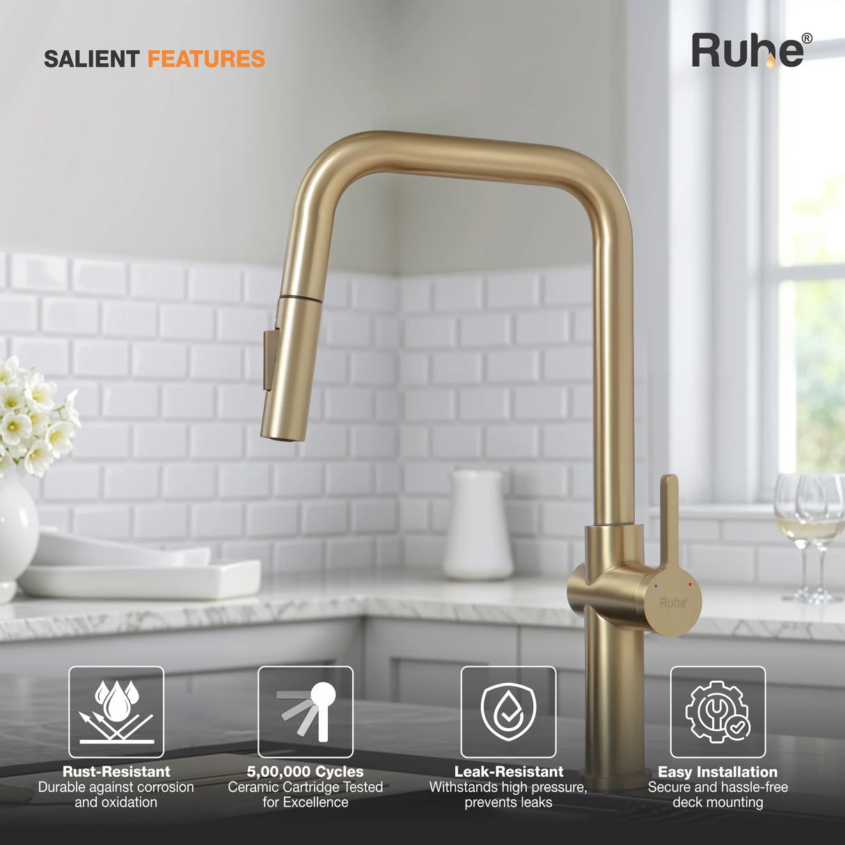 Opulo Dual Flow Pull-Out Kitchen Mixer Faucet