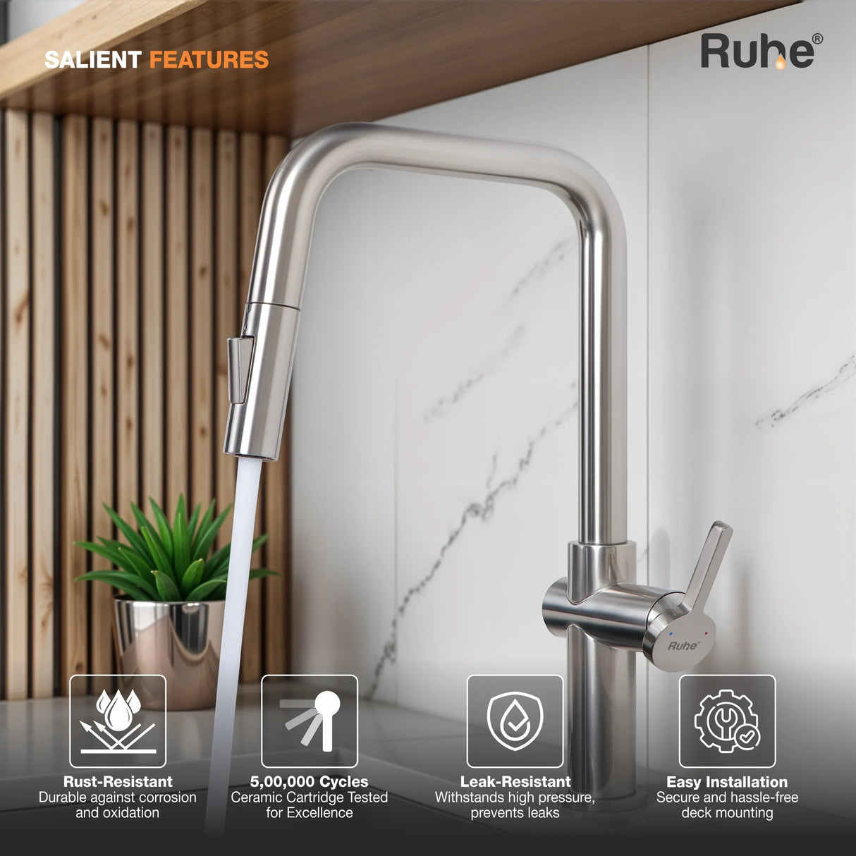 Opulo Dual Flow Pull-Out Kitchen Mixer Faucet