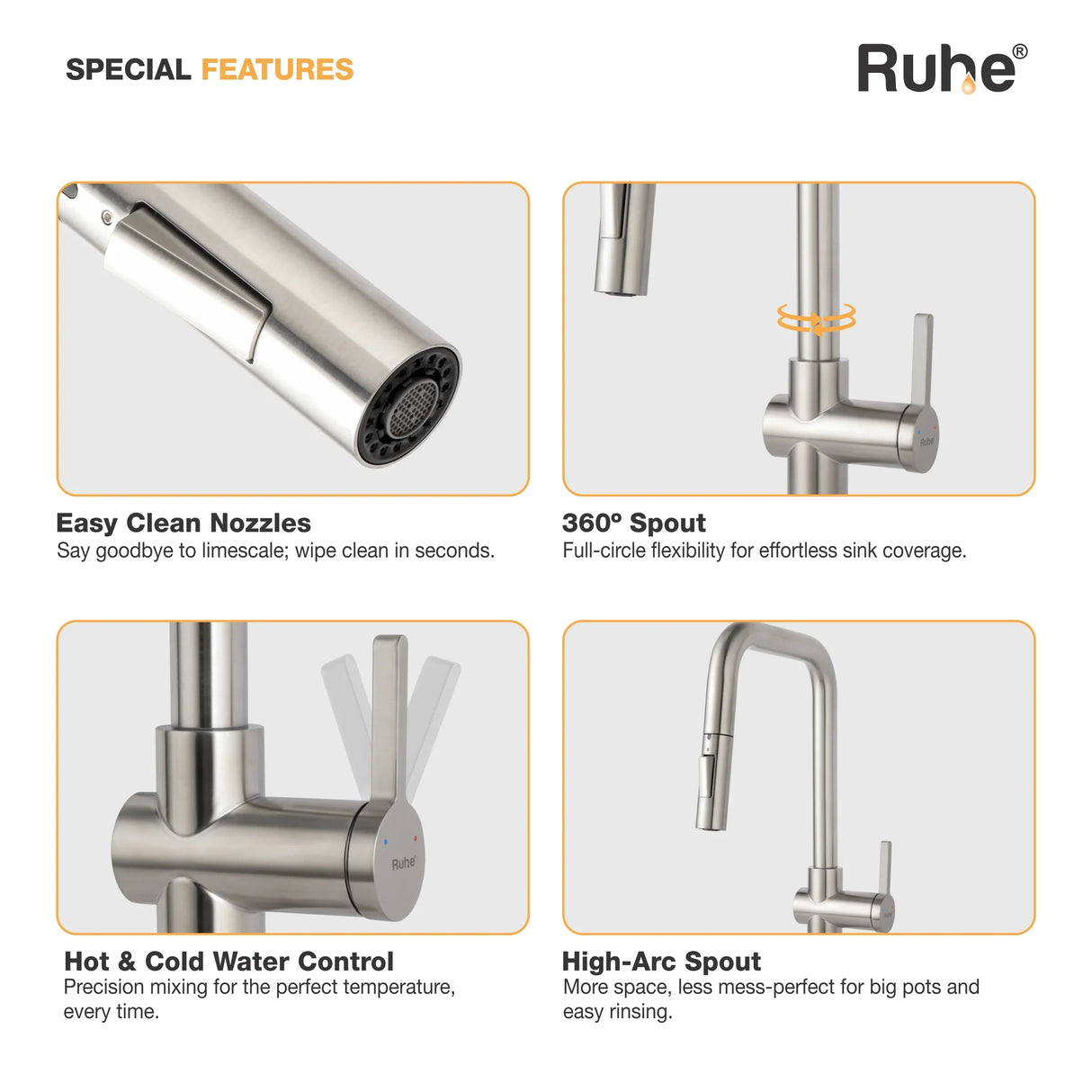 Opulo Dual Flow Pull-Out Kitchen Mixer Faucet