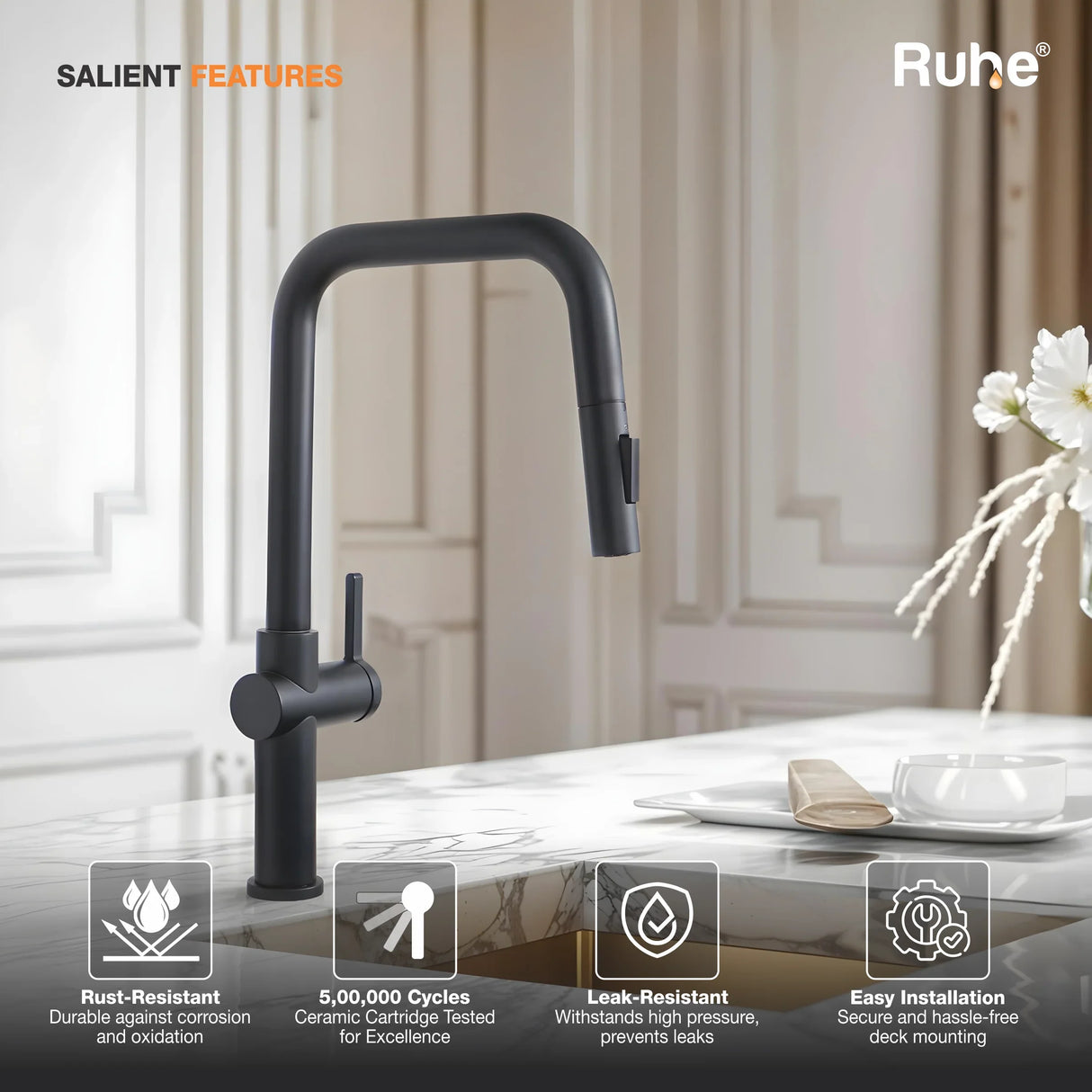 Opulo Dual Flow Pull-Out Kitchen Mixer Faucet