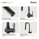 Opulo Dual Flow Pull-Out Kitchen Mixer Faucet Matte Black Spray Modes Features
