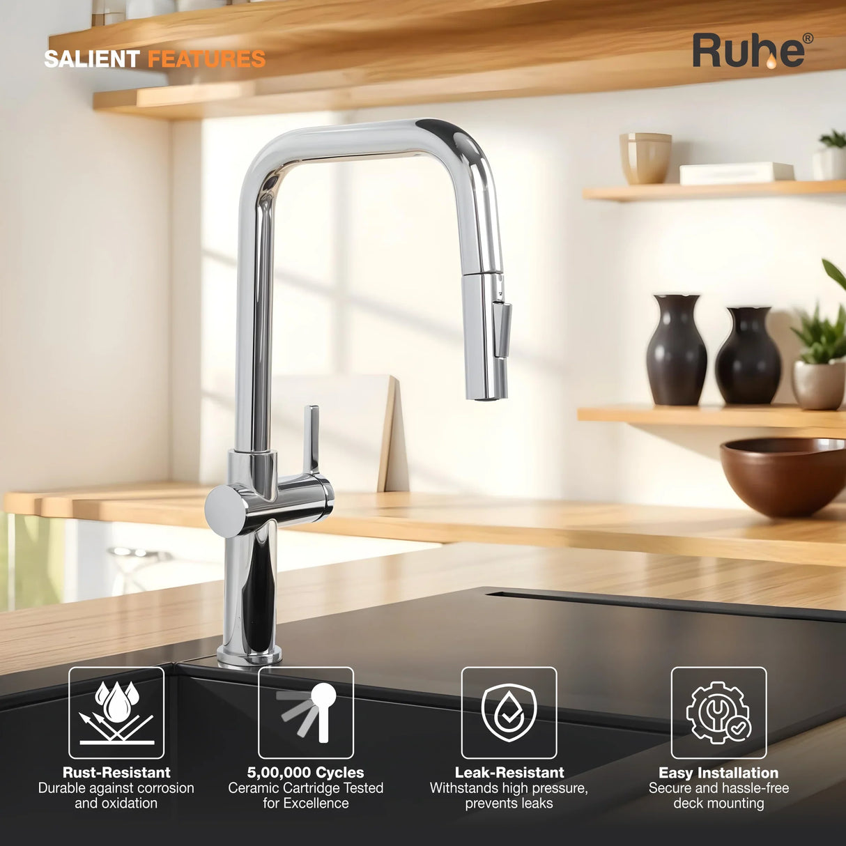 Opulo Dual Flow Pull-Out Kitchen Mixer Faucet