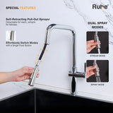 Opulo Dual Flow Pull-Out Kitchen Mixer Faucet Spray Modes
