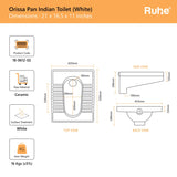 Orissa Pan Indian Toilet (21 x 16.5 x 11 inches)(Dimensions)