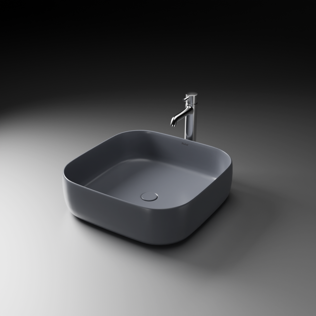 Pulse Table Top Wash Basin (Matte Grey) - by Ruhe