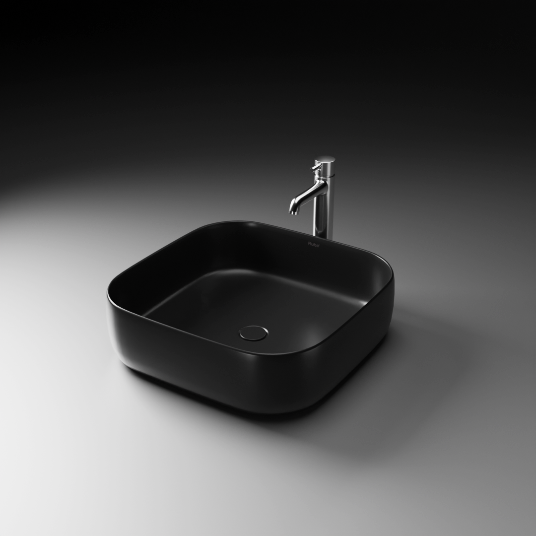 Pulse Table Top Wash Basin (Matte Black) - by Ruhe