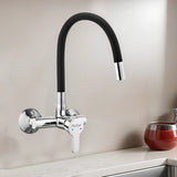 Pavo Single Lever Wall-mount Kitchen Sink Mixer Tap with Coloured Silicone Spout