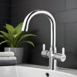 Pavo Deck Mount Wash Basin Mixer Tap with Swivel Spout