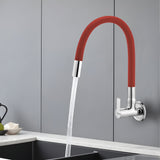 Pavo Wall-mount Kitchen Sink Tap with Red Flexible Silicone Spout - by Ruhe®