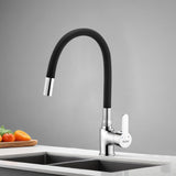 Pavo Single Lever Deck-mount Kitchen Sink Mixer Tap with Black Silicone Spout - by Ruhe®