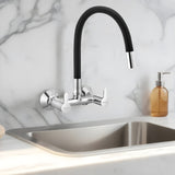 Pavo Wall-mount Kitchen Sink Mixer Tap with Black Silicone Spout - by Ruhe®