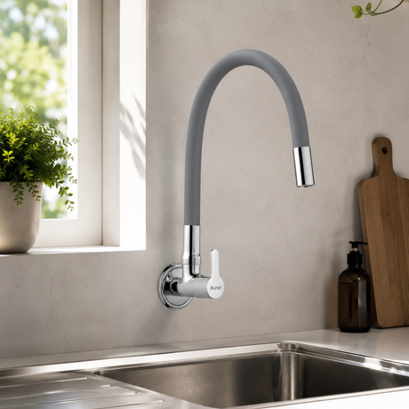 Pavo Wall Mount Kitchen Sink Tap with Coloured Flexible Silicone Spout