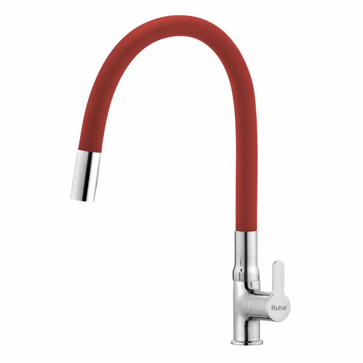 Pavo Deck-mount Kitchen Sink Tap with Red Flexible Silicone Spout - by Ruhe