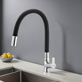 Pavo Deck-mount Kitchen Sink Tap with Black Flexible Silicone Spout - by Ruhe®