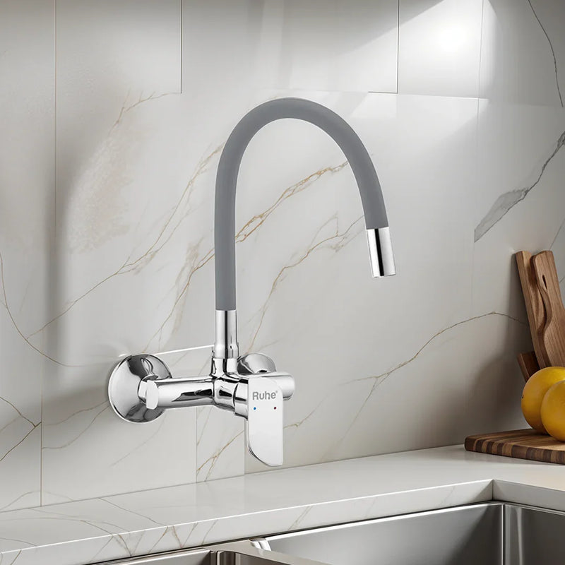 Pristine Single Lever Wall-mount Kitchen Sink Mixer Tap with Coloured Silicone Spout