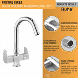 Pristine Deck Mount Wash Basin Mixer Tap with Swivel Spout