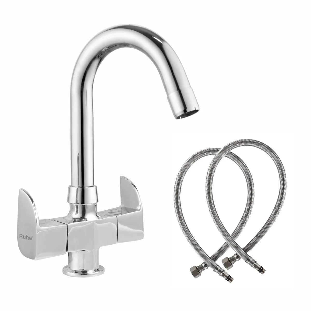 Pristine Deck Mount Wash Basin Mixer Tap with Swivel Spout