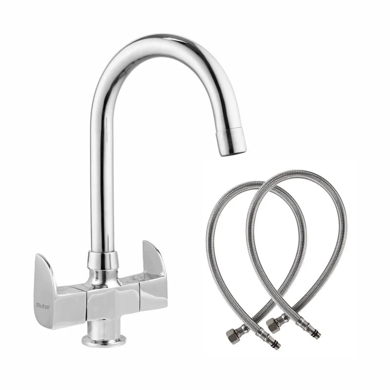 Pristine Deck Mount Wash Basin Mixer Tap with Swivel Spout