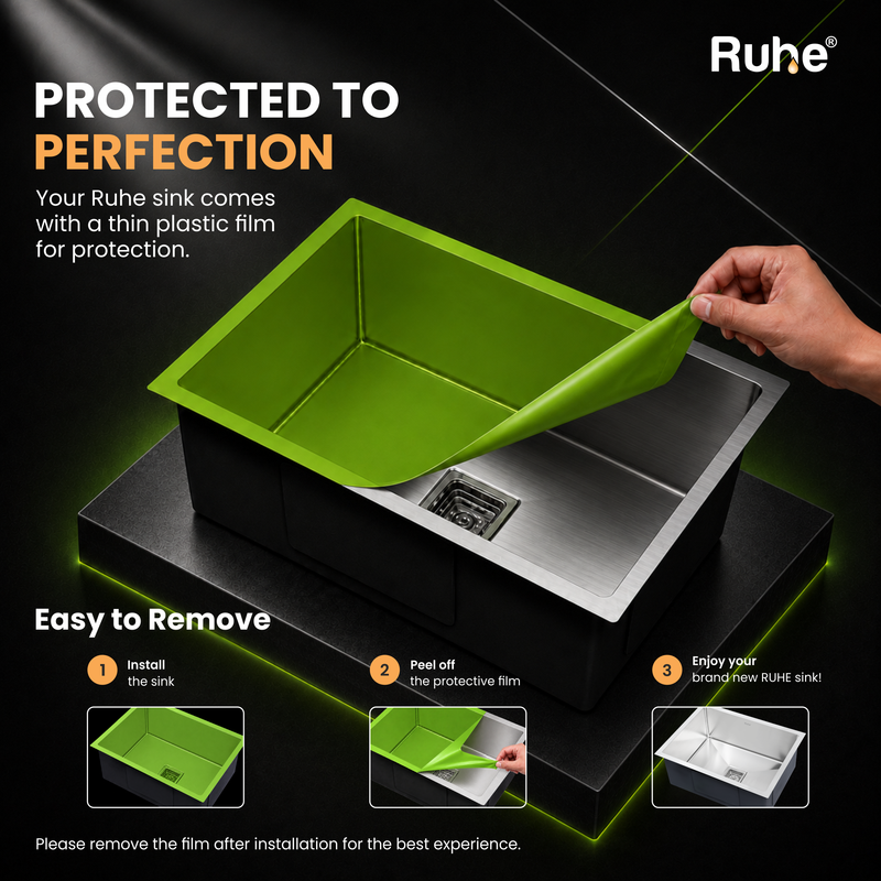 Single Bowl Kitchen Sink 304-Grade (20 x 17 x 8 Inches)
